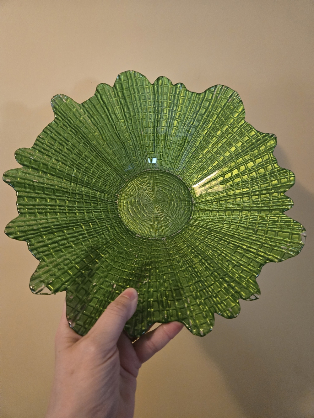 Green Textured Glass Decorative Bowl - Home Art